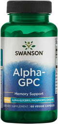 Swanson Alpha-GPC Alpha Glycerophosphocholine 300 mg 60 Cápsulas Vegetales