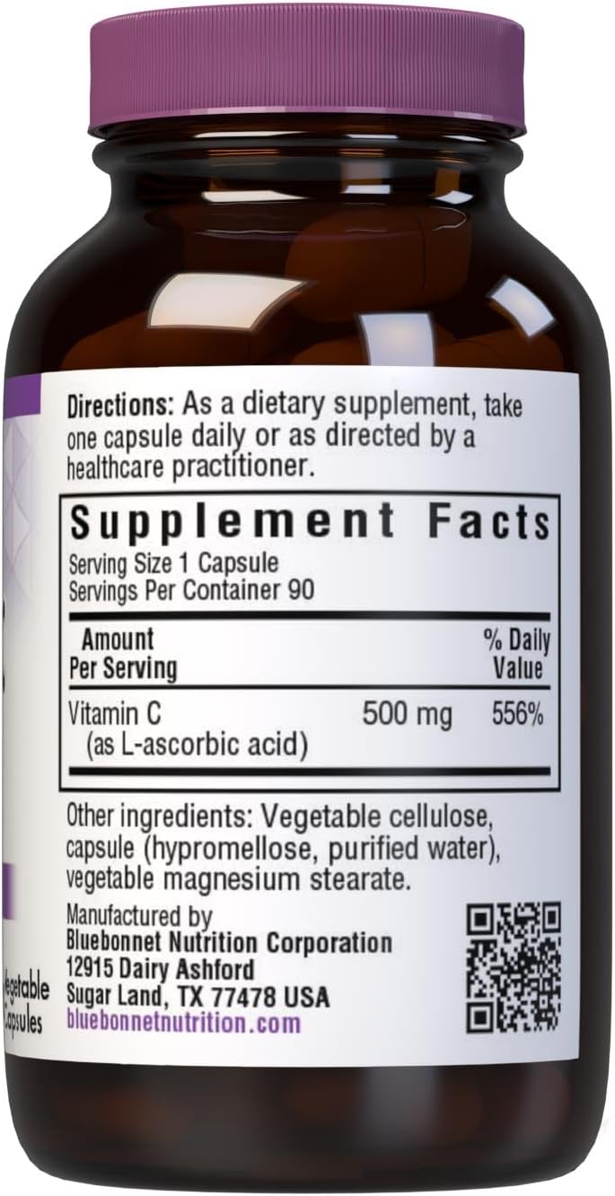 Bluebonnet Nutrition Vitamin C 500 mg, Vegetable Capsules, Ascorbic Acid