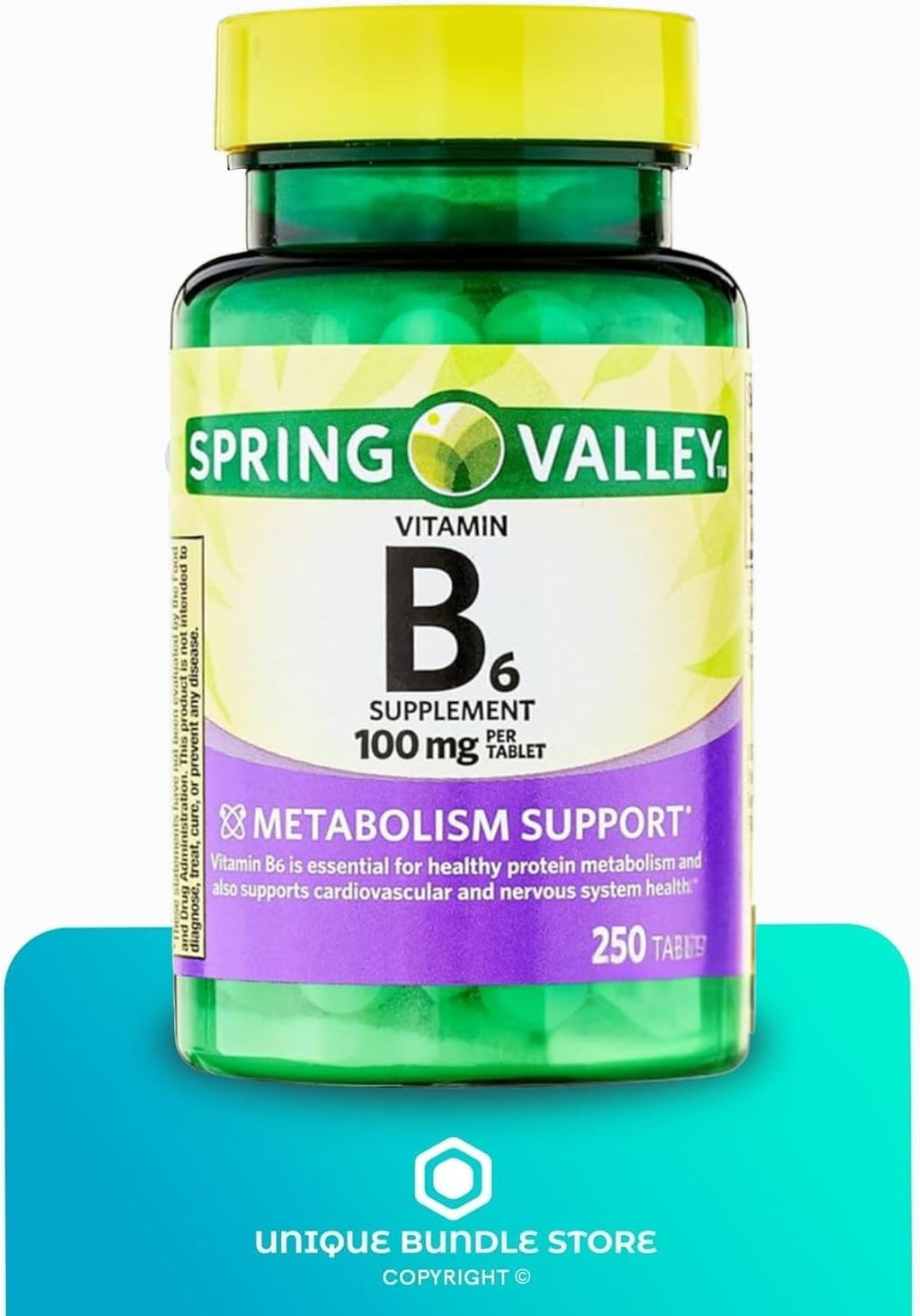 Vitamina B6 100mg – 250 Comprimidos, Alta Potencia, Sin Gluten, Vegetariano (Pack de 2)