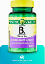 Vitamina B6 100mg – 250 Comprimidos, Alta Potencia, Sin Gluten, Vegetariano (Pack de 2)