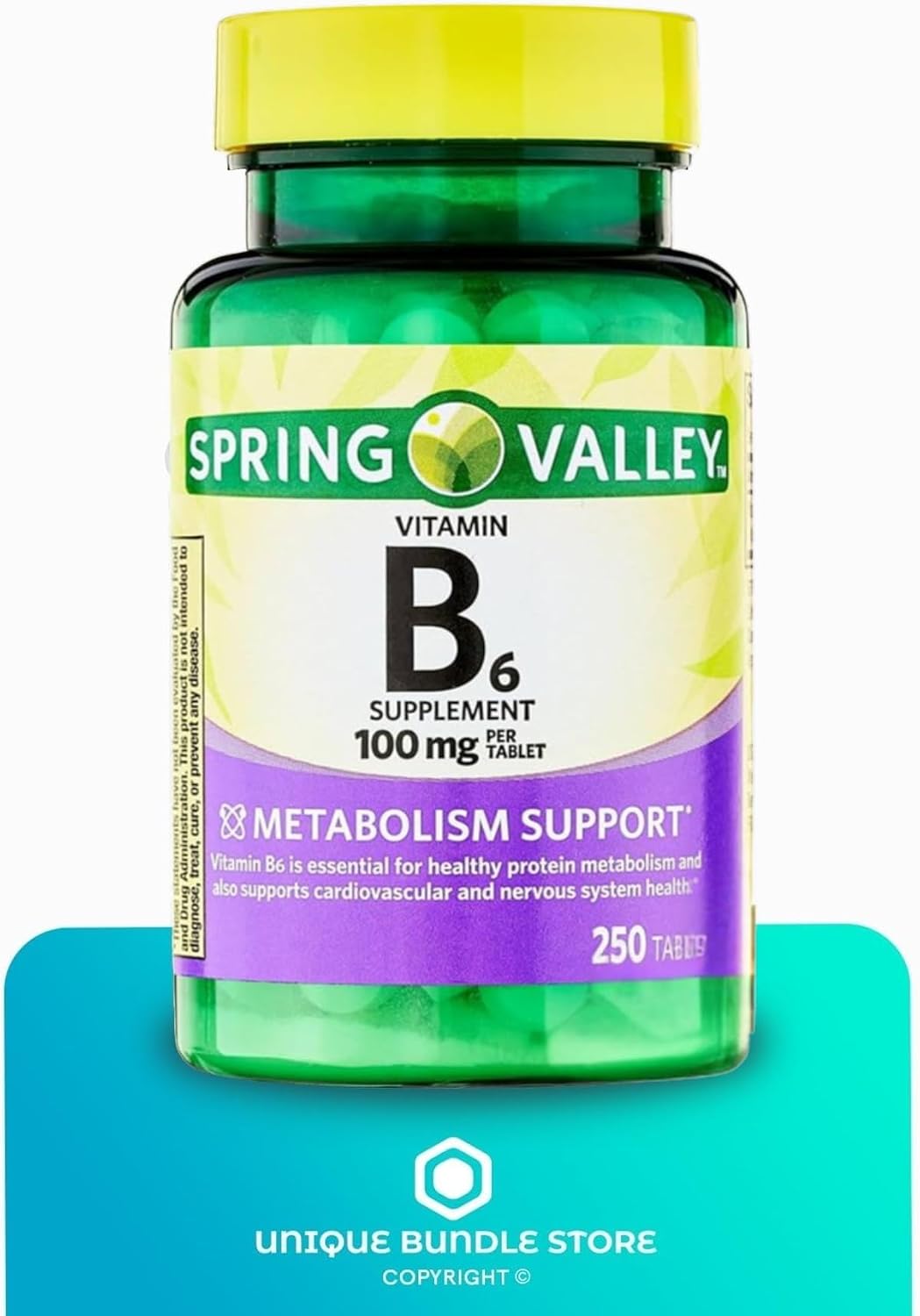 Vitamina B6 100mg – 250 Comprimidos, Alta Potencia, Sin Gluten, Vegetariano (Pack de 2)