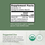 Earth Harmony Naturals Vitamina B12 Orgánica Vegana - 2500 mcg Metilcobalamina Líquido Sublingual - 30 ml