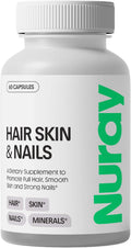 Nuray Vitaminas para Cabello, Piel y Uñas con Ácido Hialurónico, Biotina y Colágeno - Suplemento de Belleza con Vitamina B - 60 Cápsulas