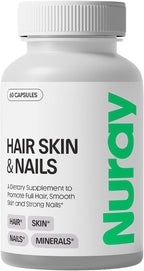 Nuray Vitaminas para Cabello, Piel y Uñas con Ácido Hialurónico, Biotina y Colágeno - Suplemento de Belleza con Vitamina B - 60 Cápsulas