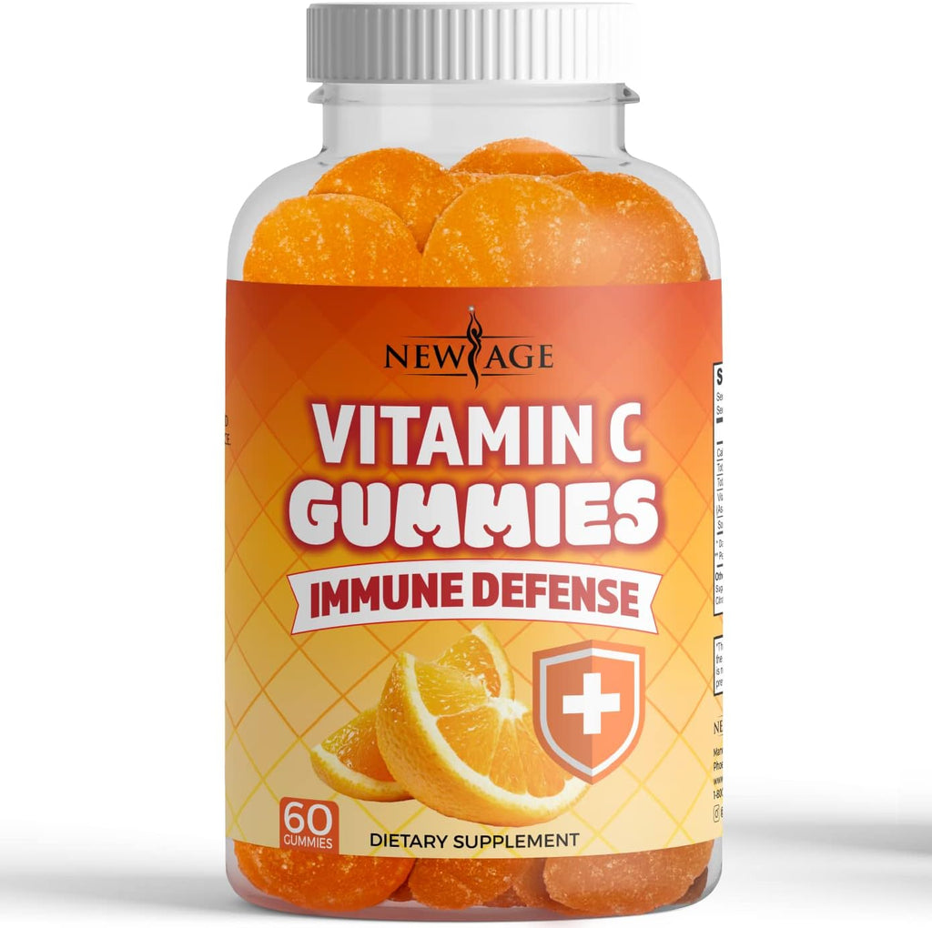 NEW AGE Vitamin C Gummies - Gominolas de Vitamina C con Sabor Naranja - Sin Gluten - 120 Gominolas