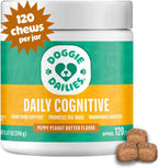 Doggie Dailies Masticables Cognitivos para Cachorros con DHA, Selenio, Ashwagandha Orgánica y Antioxidantes – 120 Masticables Blandos Sabor Mantequilla de Cacahuete