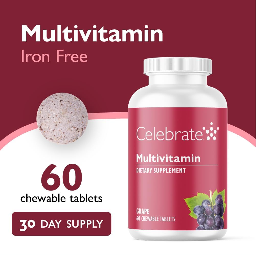 Celebrate Vitamins Multivitamínico Bariátrico Masticable Sin Hierro - 60 Comprimidos Sabor Uva