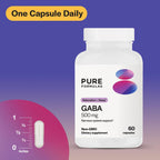 PureFormulas GABA 500 mg - 60 Cápsulas | Suplemento Alimenticio de GABA Natural (Ácido Gamma-Aminobutírico) | No OGM, Sin Gluten