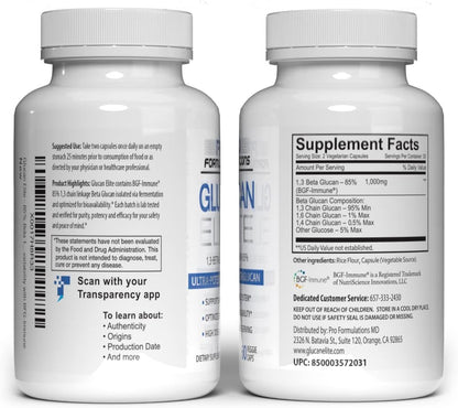 Glucan Elite – Beta 1,3D Glucano 500mg 60 – Composición limpia: sin rellenos, aglutinantes ni aditivos – Image 4