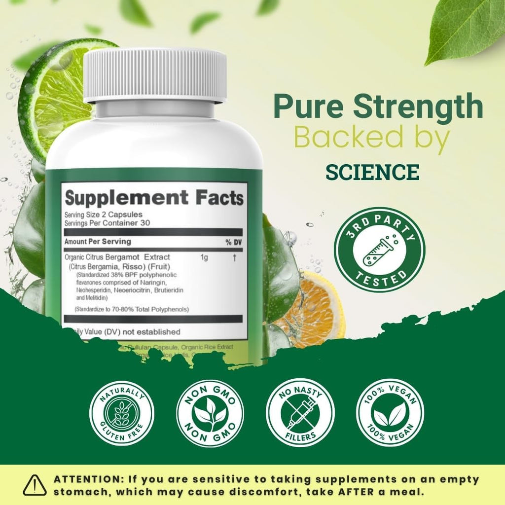Complemento Orgánico de Bergamota Cítrica - 1000 mg - 120 Cápsulas