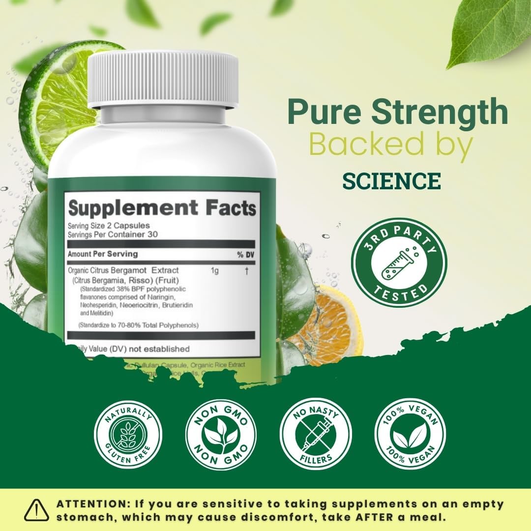 Complemento Orgánico de Bergamota Cítrica - 1000 mg - 120 Cápsulas