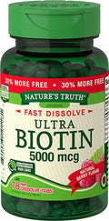 Nature's Truth Biotin 5000 mcg, Comprimidos de Disolución Rápida, Sabor Natural a Bayas, 78 Comprimidos (Paquete de 3)