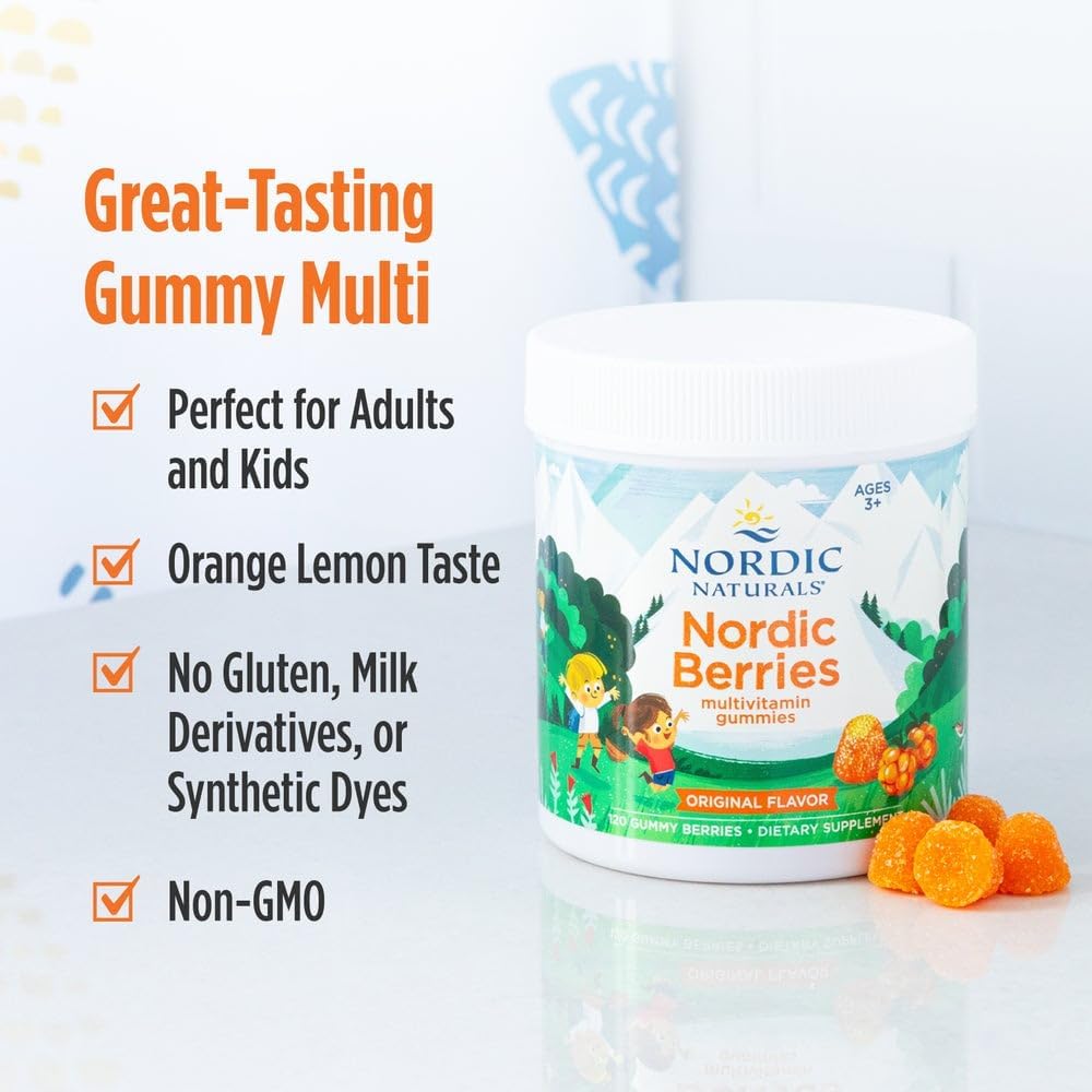 Nordic Naturals Nordic Berries, Cherry Berry - 120 Gominolas Multivitamínicas para Niños a Partir de 3 Años