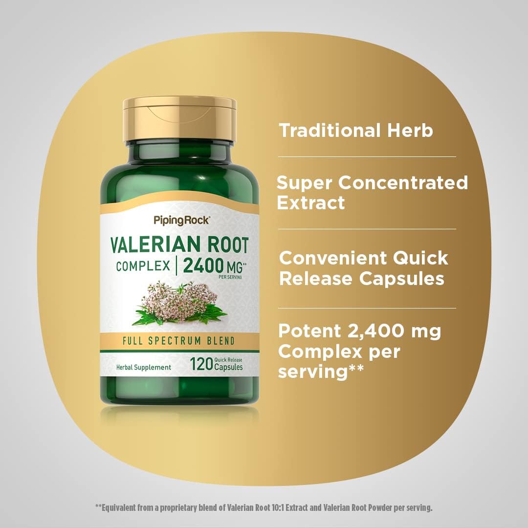 Piping Rock Valerian Root Capsules | 120 Capsules | Concentrated Extract | Herbal Supplement | Non-GMO, Gluten-Free