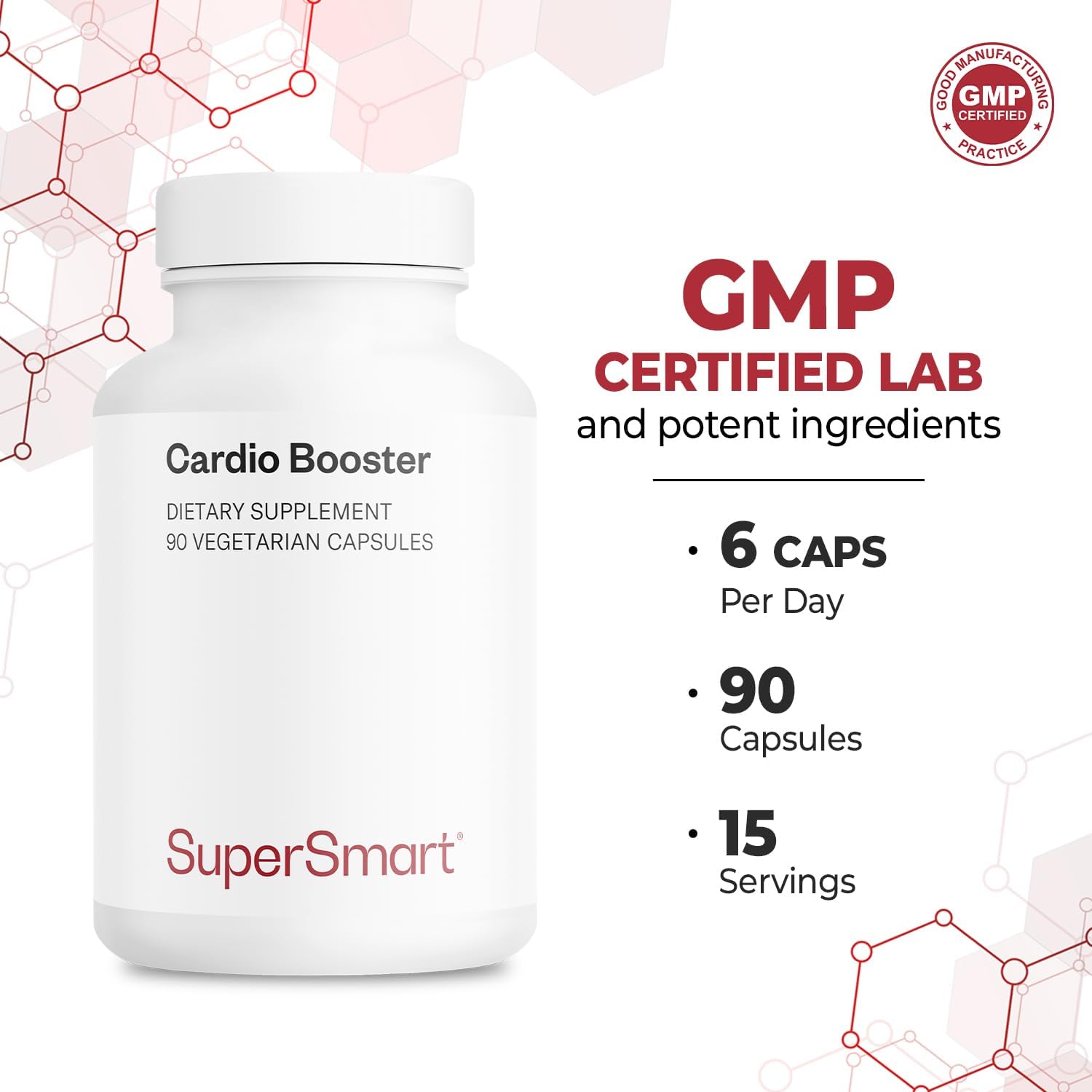Supersmart Cardio Booster (Fórmula Avanzada) – con Taurina, CoQ10, Potasio y Fitoesteroles – 90 Cápsulas Vegetales