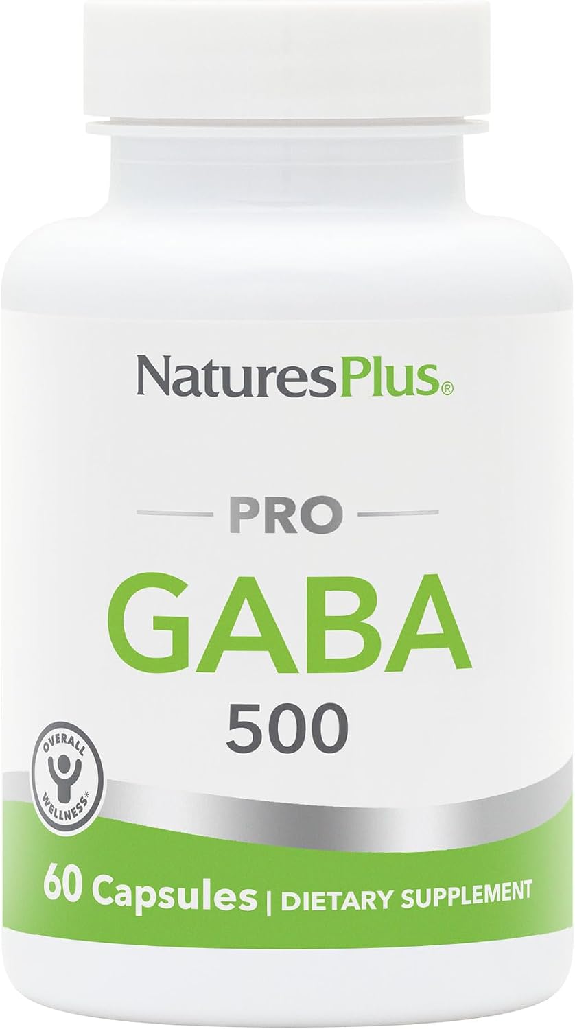 NaturesPlus PRO GABA 500 mg - 60 Cápsulas - No GMO, Vegano, Sin Gluten - 60 Dosis