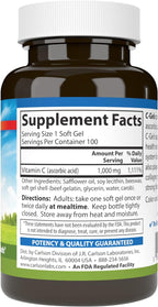 Carlson C-Gels, 1000 mg, Vitamina C en cápsulas blandas, 100 cápsulas