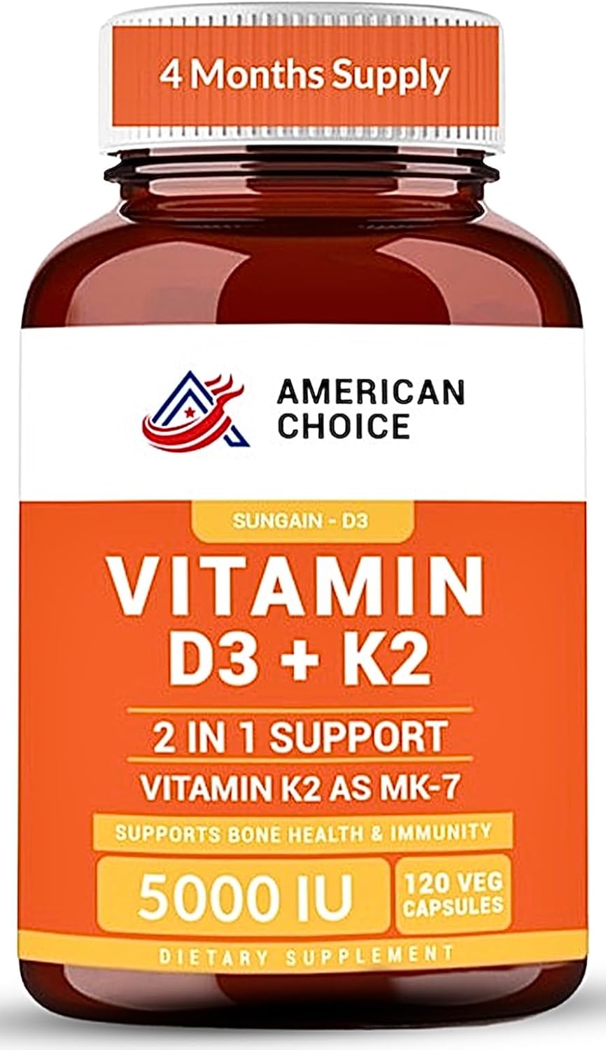 American Choice Vitamina D3 5000 UI + K2 (MK-7) 100 mcg – 120 Cápsulas