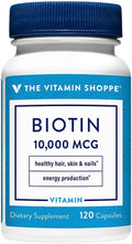The Vitamin Shoppe Biotina 1.000 mcg - Suplemento de vitamina B7 para cabello, piel y uñas (120 cápsulas)
