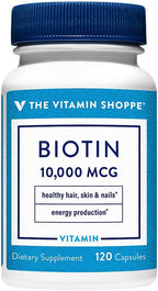 The Vitamin Shoppe Biotina 1.000 mcg - Suplemento de vitamina B7 para cabello, piel y uñas (120 cápsulas)