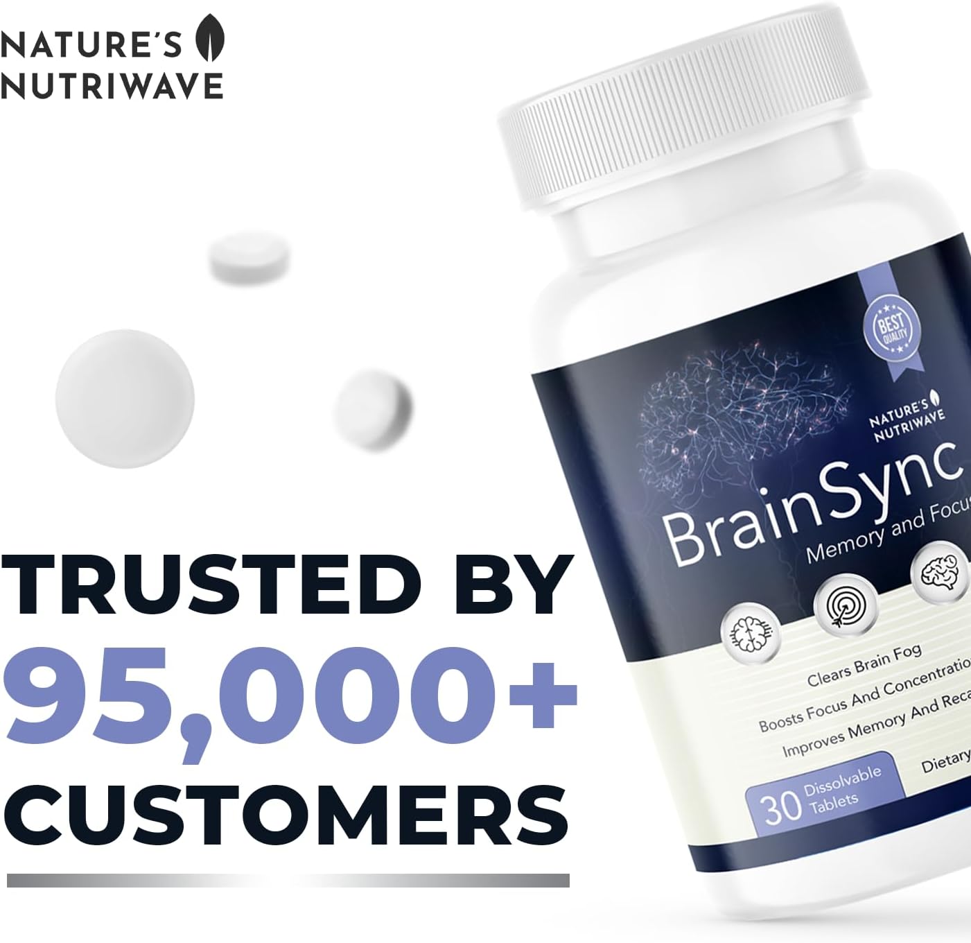 BrainSync – Probiótico en Comprimidos, 3.6 mil millones UFC – 30 Comprimidos, 1 Mes de Suministro