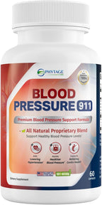 Blood Pressure 911 – Suplemento para el Apoyo de la Presión Arterial – Fórmula Natural con Espino Blanco, Olivo y Vitamina B12 – 60 Cápsulas