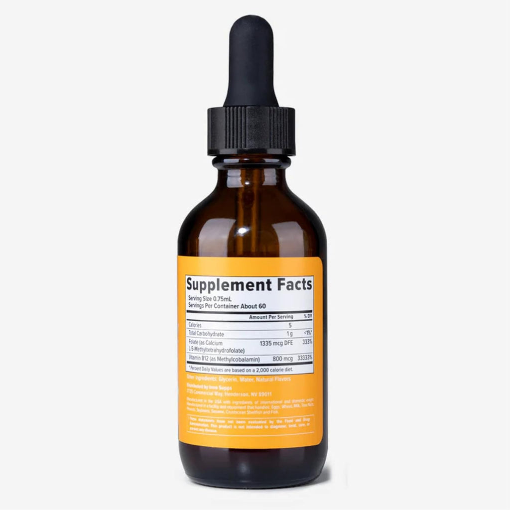 InnoSupps Better B12 Gotas Líquidas - Metilcobalamina y Folato - 60 Dosis