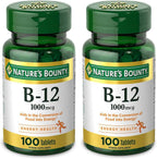 Nature's Bounty Vitamina B12 1000 mcg, 100 Comprimidos (Pack de 2)