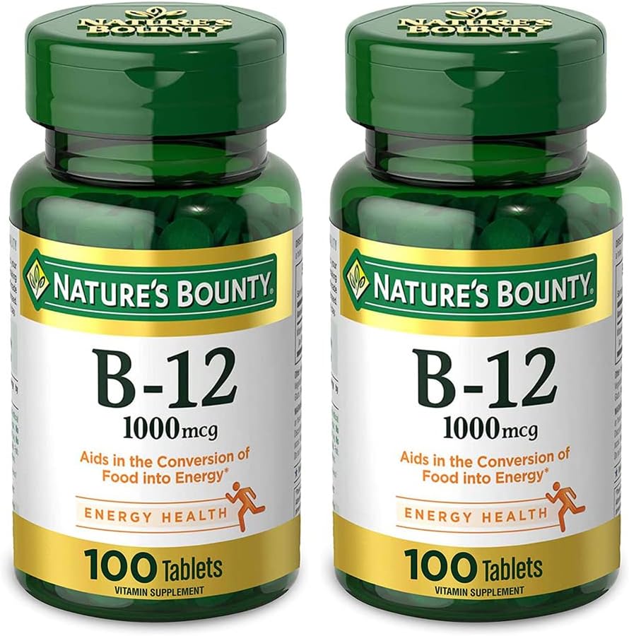 Nature's Bounty Vitamina B12 1000 mcg, 100 Comprimidos (Pack de 2)
