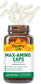 Country Life Maxi-Amino Caps – 16 Aminoácidos Libres – 180 Cápsulas Vegetales