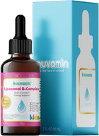 Nuvamin – Gotas Liposomales de Complejo B para Niños, Bebés y Adultos, 60 ml (2 Fl.Oz), Sabor Frambuesa