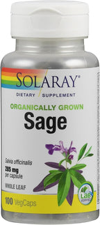 SOLARAY Hojas de Salvia - 570 mg, 100 Cápsulas Veganas