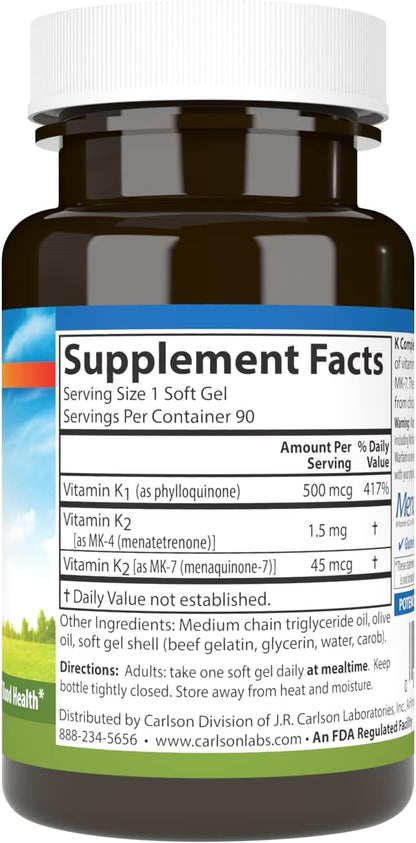 Carlson Labs K Complete Softgels, 90 Unidades – Image 2
