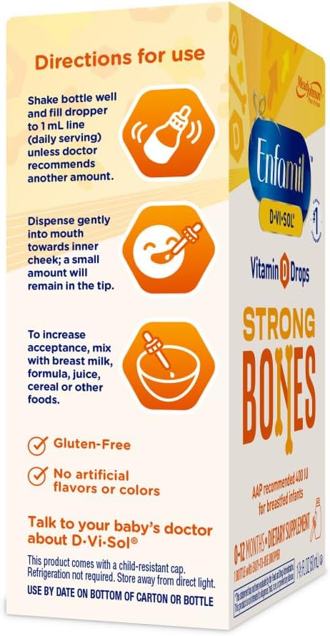 Enfamil D-Vi-Sol Vitamin D Drops for Infants, 50 mL (Pack of 3)