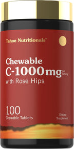 Carlyle Vitamina C Masticable 1000 mg - 100 Comprimidos - Sabor Naranja Natural - Vegetariano, No Transgénico y Sin Gluten