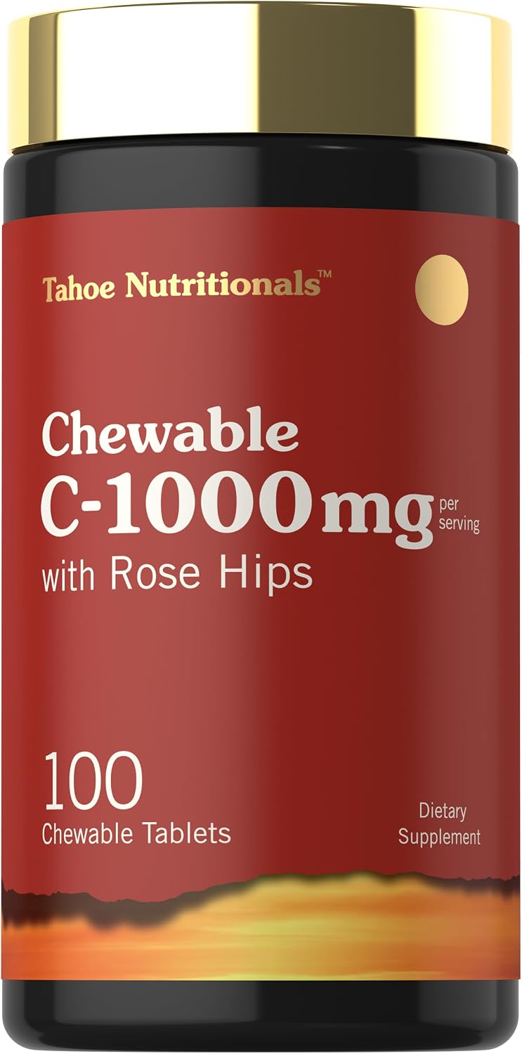 Carlyle Vitamina C Masticable 1000 mg - 100 Comprimidos - Sabor Naranja Natural - Vegetariano, No Transgénico y Sin Gluten