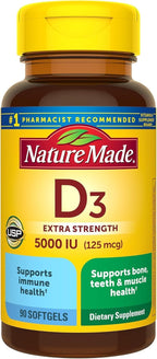 Nature Made Vitamina D3 5000 UI Cápsulas Blandas Líquidas, 90 unidades (Paquete de 2)
