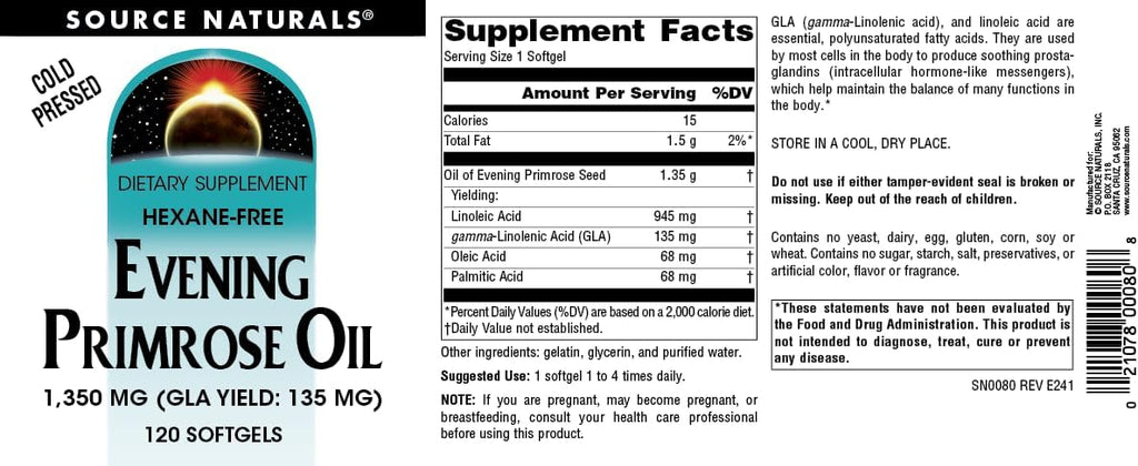Source Naturals Evening Primrose Oil 1350 mg, 120 Softgels