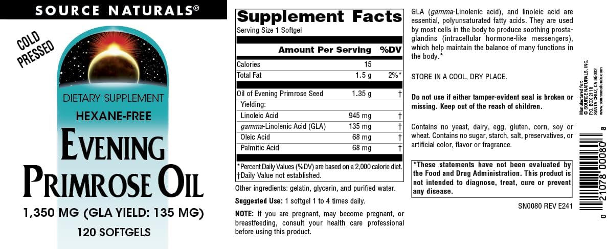 Source Naturals Evening Primrose Oil 1350 mg, 120 Softgels