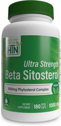 Health Thru Nutrition Ultra Strength Beta Sitosterol | 1000mg Fitoesteroles Complejo 400mg Beta | No Transgénico Vegano (180 Cápsulas)