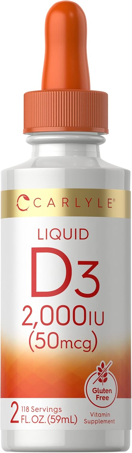 Carlyle Vitamina D3 Gotas Líquidas, 2000 IU (50 mcg), 59 ml (2 fl oz)