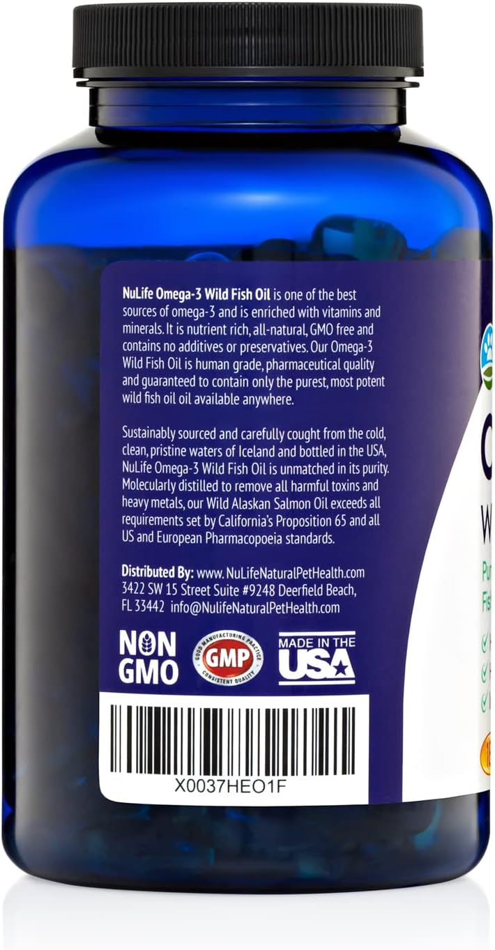 Pure Omega 3 Fish Oil for Dogs – Aceite de Pescado Salvaje de Islandia, 180 Cápsulas (1000 mg)
