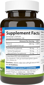 Carlson - E-Gems Plus, 400 IU (268 mg), Natural-Source Vitamin E, Optimal Wellness, 140 Soft Gels