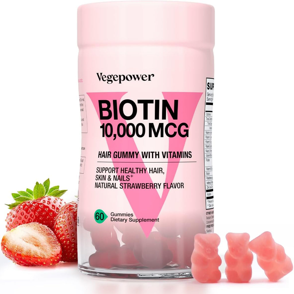 Biotin Gummies 10000mcg - Gominolas de Biotina con Vitaminas, Vegano, 120 Gominolas