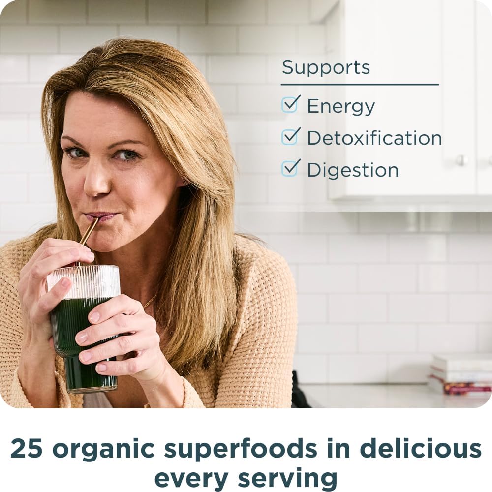 Ancient Nutrition SuperGreens Powder con Probióticos, Sabor Bayas Orgánico, 25 Servicios, 190g