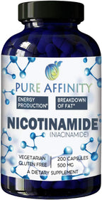 Pure Affinity Nicotinamida 500 mg, 200 Cápsulas - Vitamina B3 Sin Flush