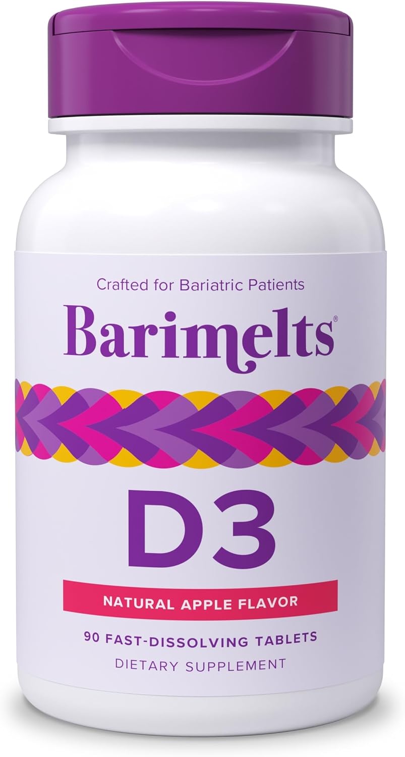 BariMelts Vitamina D3 5000 IU, 90 Tabletas de Disolución Rápida con Sabor Natural a Manzana