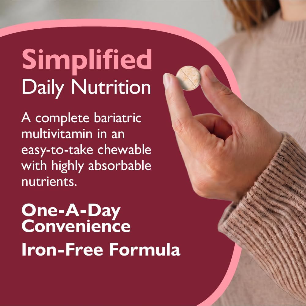 CelebrateONE Chewables Iron Free - Multivitamínico Bariátrico Masticable - Sabor Fresa Crema (30 tabletas)