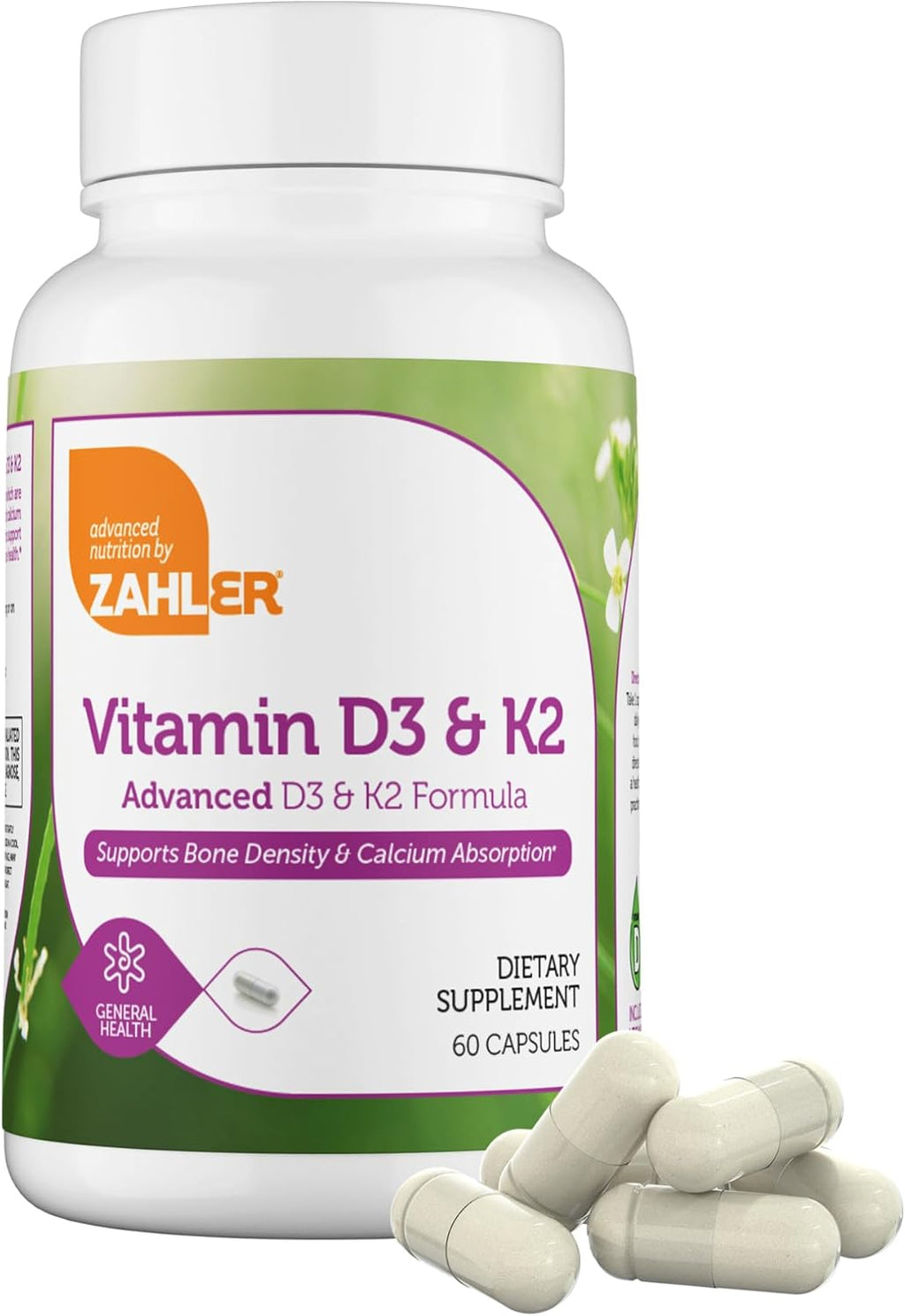 Zahler Vitamina D3 y K2 - Fórmula Avanzada, 60 Cápsulas