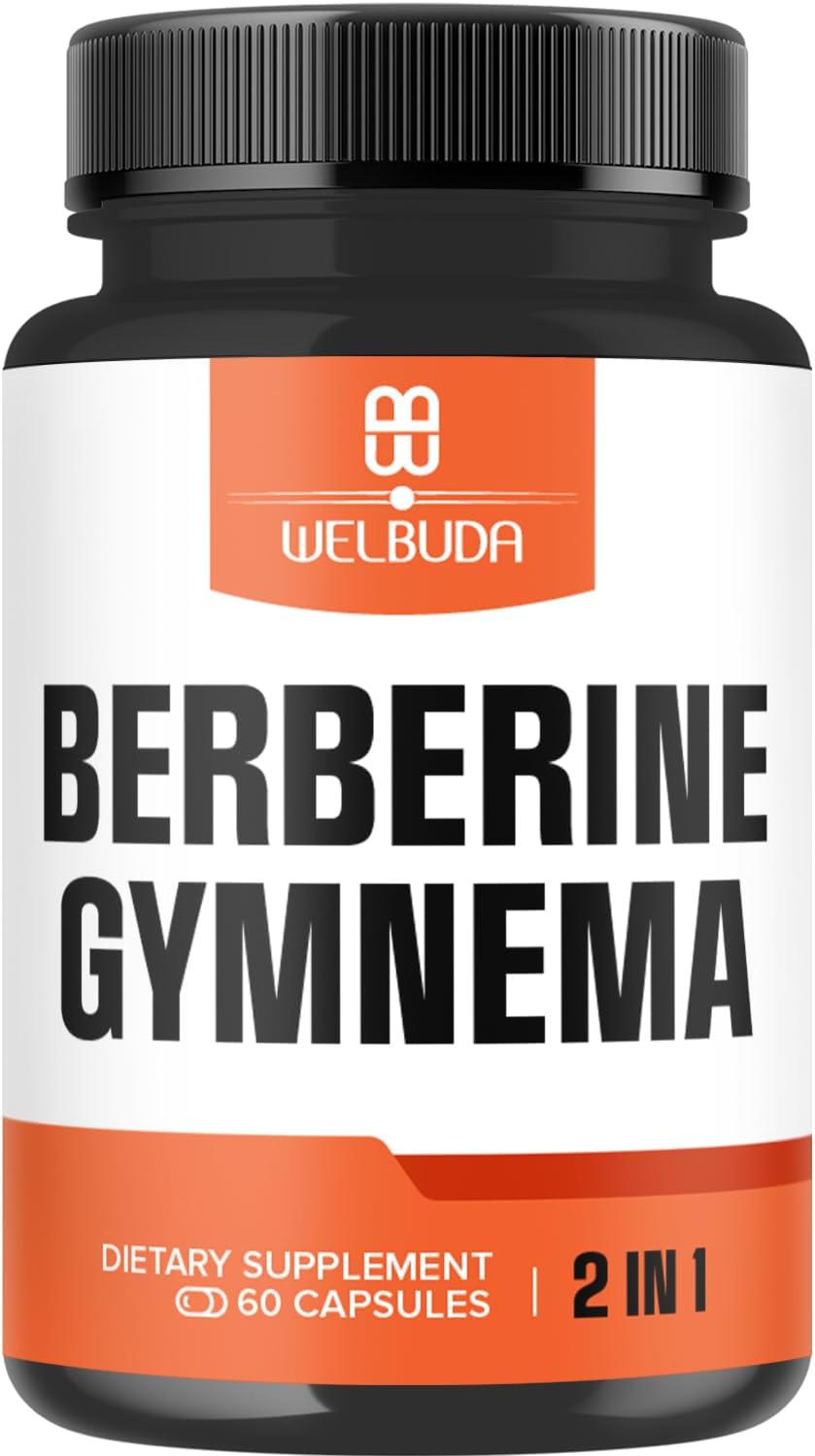 WELBUDA Berberine Supplement with Organic Gymnema Sylvestre Leaf - 60 Capsules